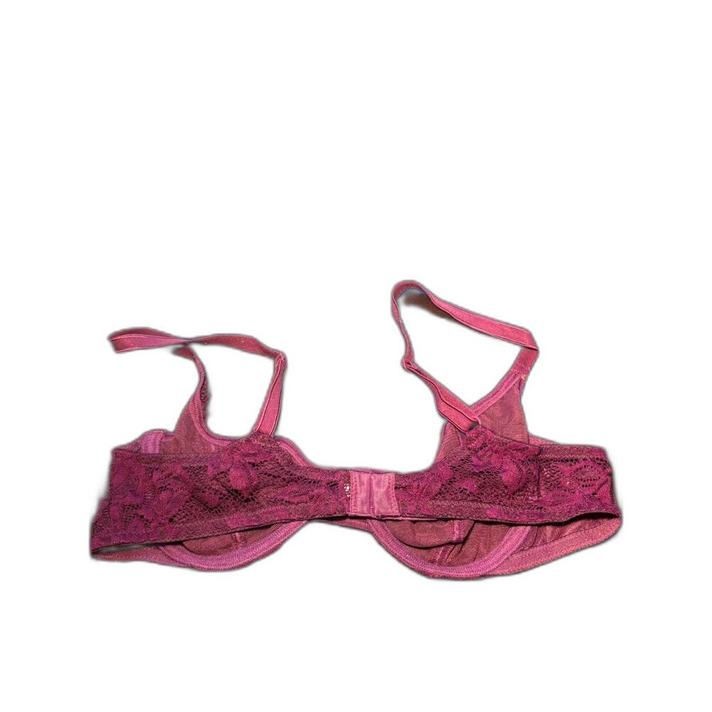 Vintage Burgandy Victoria's Secret Lace Underwire Bra 1998 36b feminine dainty - Picture 2 of 4